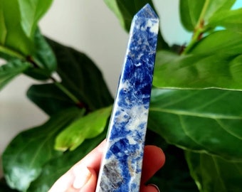 Sodalite obelisk crystal tower point / Stone of communication  / throat chakra