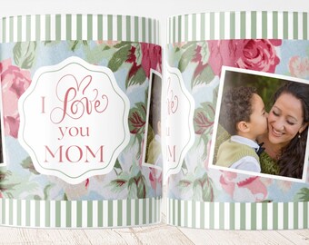 Vintage Mom Mug design - Sublimation PNG template - I Love You Mom, Wrap Transfer file - Centralized PDF and Transparent png files