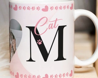 CAT MOM Photo MUG Template. Digital Paper Sublimation File, png, pdf - Mother Sublimation Heart Paw pattern png Wrap Transfers 11oz, 15oz
