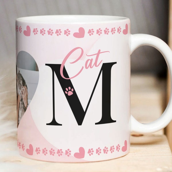 CAT MOM Photo MUG Template. Digital Paper Sublimation File, png, pdf - Mother Sublimation Heart Paw pattern png Wrap Transfers 11oz, 15oz