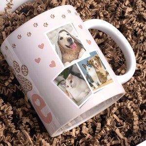Dog Mug Wrap, Paw Photo Mug, 6-Photos, PNG, Sublimation Template, Editable Canva Template, Paw Mug Wrap, Paw Png Pattern - Instant Download