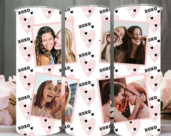 Love Photo Tumbler Heart Pattern PNG, XOXO Heart Photo Tumbler 20oz Sublimation Design. Wrap 20 oz Skinny Tumbler PNG File, Instant Download