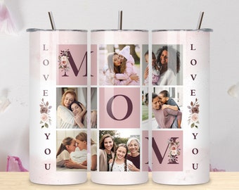 Mammafoto-tumbler PNG, blommigt rutmönster (digital nedladdning)