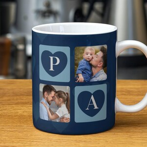 Papa Photo Mug Wrap, Dad PNG File for Sublimation, Custom Papa Photo Grid PNG Mug Design, Father's Day Gift PNG Mug, Daddy Digital Download.