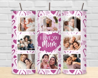 Mama foto tuimelaar sublimatie PNG. Ik hou van je moeder Tumbler fotoraster, Tumbler Transfer Wrap 20 oz, moeder Tumbler PNG-bestand, direct downloaden.