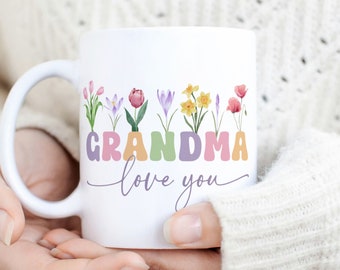 I Love You Grandma Mug, Vintage Floral Design (PNG Digital Download)