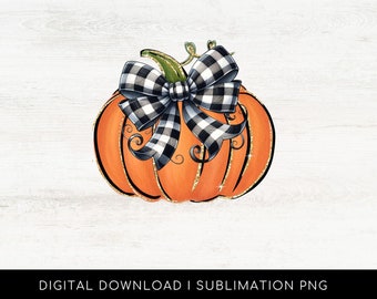 May include: A digital illustration of an orange pumpkin with a black and white checkered bow. The pumpkin has a gold glitter texture and is isolated on a white background.