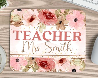 Floral Teacher Mousepad PNG, Personalized Gift (Digital Download)