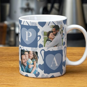 Papa Photo Mug Wrap, Dad PNG File for Sublimation, Custom Papa Photo Grid PNG Mug Design, Father's Day Gift PNG Mug, Daddy Digital Download.