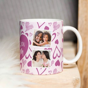 Ich liebe dich Mama Fototasse PNG, Mutter Sublimation Digitales Papier, Mama Herz Transfer Wrap Mug Design, Muttertagsgeschenk Tasse, Mama Fototasse PNG