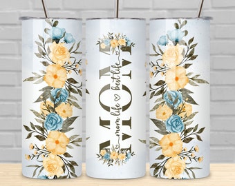 Mom Life Best Life Tumbler Sublimation PNG, Mother Floral Tumbler PNG, Tumbler Transfer Wrap 20 oz, Mom Tumbler PNG File, Instant Download.