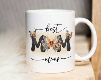 Best Mom Ever Mug Sublimation PNG File. Mom Butterfly Mug PNG, Mother Gift Mug, Mom Watercolor Floral Mug PNG, Mug Wrap Instant Download.