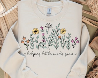 Teacher Wildflowers PNG, Helping Little Minds Grow PNG, Teacher Boho Flowers Png, Teacher Appreciation, Teacher Sublimation, Teacher PNG.