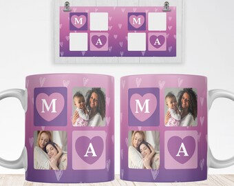 Mama Photo Mug PNG File, Mama Photo Grid Sublimation Digital Paper, Mom Transfer Wrap Mug Design, Mother's Day Gift Mug, Mom Custom Mug PNG