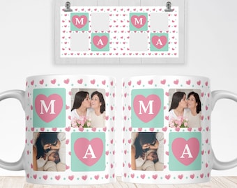 Mama Photo Mug PNG File, Mama Photo Grid Sublimation Digital Paper, Mom Transfer Wrap Mug Design, Mother's Day Gift Mug, Mom Custom Mug PNG