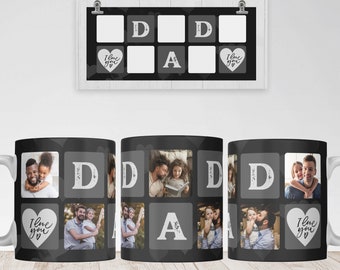 Personalized Dad Photo Grid Mug PNG, Father's Day Gift (Digital Download)
