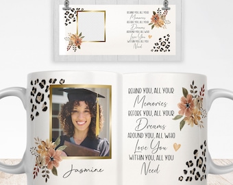 Graduation Personalized Photo Mug Design PNG for Sublimation, Behind You All Your Memories Mug Design, Wrap Transfers Instant Download.