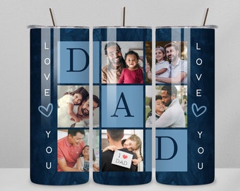 Dad Photo Collage Tumbler PNG File, Sublimation Design (Digital Download)