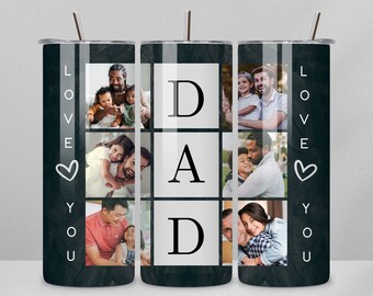 Dad Photo Collage Tumbler PNG, 20oz Skinny Tumbler Wrap (Digital Download)