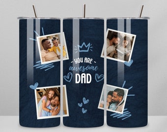 Dad Photo Tumbler Wrap, 20oz Skinny Sublimation PNG (Digital Download)