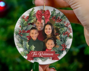 DIY Christmas Family Round Ornament PNG, Christmas Gift Ornament Design, Custom Photo Xmas Family Sublimation Template, Instant Download.