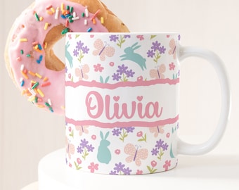 Personalized Easter Sublimation Mug PNG, Bunny Pattern Mug 11oz | 15oz High-Resolution PNG, Easter Easter Custom Text Mug, Instant Download