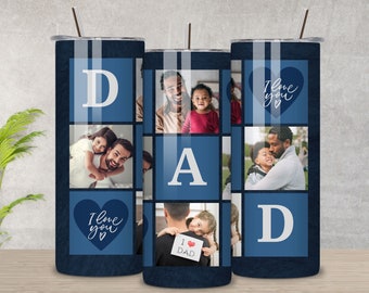Dad Photo Tumbler Sublimation Design, Photo Grid 20 oz (Digital Download)