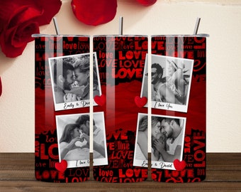 Love Photo Tumbler Sublimation PNG, Personalized Photo Tumbler 20oz Sublimation Design. Wrap 20 oz Skinny Tumbler PNG File, Instant Download