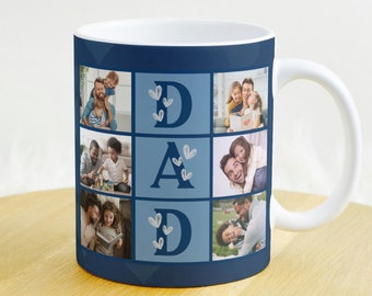 Dad Photo Grid Mug PNG, Sublimation Transfer Wrap (Digital Download)