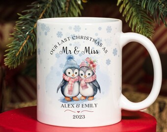 Last Xmas as Mr & Miss PNG Mug, Personalized Xmas Wedding Mug, Couple Christmas Sublimation Mug PNG, Mug Wrap Template, Instant Download.