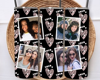 Love Photo Tumbler Heart Pattern PNG, XOXO Heart Photo Tumbler 20oz Sublimation Design. Wrap 20 oz Skinny Tumbler PNG File, Instant Download