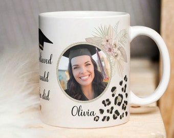 Graduation Personalized Photo Mug Design PNG for Sublimation, She Believed She Could So She Did Mug Design, Wrap Transfers Instant Download.