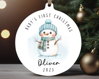 Personalized Baby's 1st Christmas Ornament, Cute Snowman PNG Instant Download, Christmas Sublimation Ornament, PNG Wrap Transfers Design.