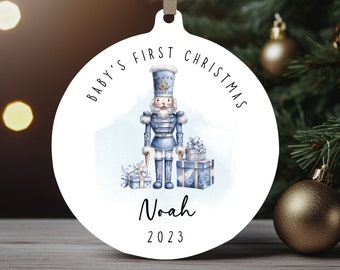 Personalized Baby's 1st Christmas Ornament, Nutcracker PNG Instant Download, Christmas PNG Sublimation Ornament, PNG Wrap Transfers Design.
