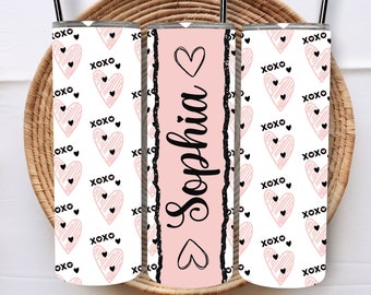 Gepersonaliseerde Love Tumbler PNG Design, XOXO Heart Pattern, Love Tumbler Pattern, 20 oz Skinny Tumbler Wrap Design PNG File. Directe download