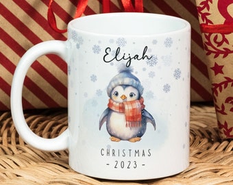 Personalized Christmas Penguin Mug PNG, Christmas Cute Mug, Christmas Sublimation Mug, Transfer Mug Press, Wrap Template, Instant Download.