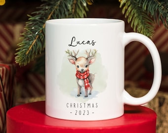 Christmas Mug Sublimation PNG, Christmas Cute Deer PNG Mug, Personalized Christmas Mug, Transfer Mug Press, Wrap Template, Instant Download.