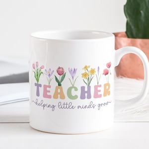Teacher Mug Sublimation PNG File. Teacher Floral Mug PNG, Helping Little Minds Grow Mug PNG, Teacher Gift Mug, Teacher Wildflowers Mug Png. image 3