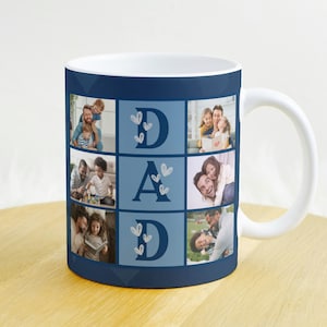File PNG per tazza con griglia fotografica del papà per sublimazione. Trasferimento con tazza con foto del papà PNG, tazza con foto personalizzata PNG, tazza regalo per la festa del papà, download digitale.