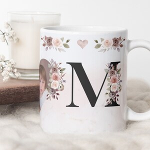 MOM Heart Frame Photo Mug PNG, Mom Floral Mug PNG, Photo Template for Sublimation, Mother&#39;s Day gift, Wrap Transfers Design High-Resolution.