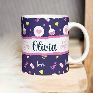 Personalized Love and Friendship Sublimation Mug PNG, Love Heart Pattern Mug 11oz | 15oz - High-Resolution Transparent PNG, Instant Download