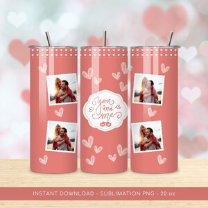 Love Photo Tumbler Sublimation PNG, Personalized Photo Tumbler 20oz Sublimation Design. Wrap 20 oz Skinny Tumbler PNG File, Instant Download
