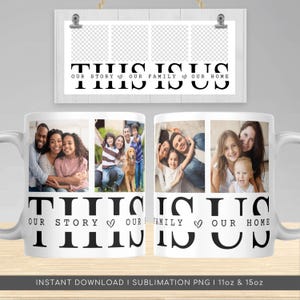 Family Photo Mug Wrap, PNG File for Mug Sublimation, Family Photo Collage Mug Transfer PNG, Custom Fam Photo Grid Mug PNG, Digital Download.