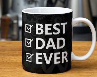 Best Dad Ever Photo Mug Sublimation PNG Template. Dad Custom Photo Mug Design, Father's Day Photo Mug Wrap - Instant Download
