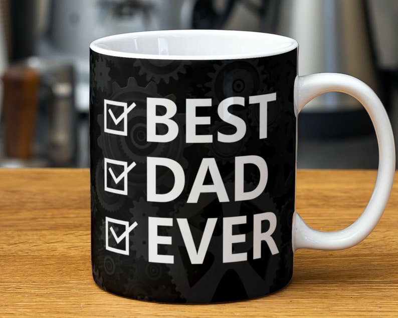 Best Dad Ever Photo Mug Sublimation PNG Template. Dad Custom Photo Mug Design, Father's Day Photo Mug Wrap Instant Download image 3