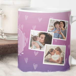 Mom I Love You Every Day PNG Photo Mug, Heart Pattern Template for Sublimation. Mother&#39;s Day Gift, Wrap Transfers Design, PNG Photo Frame.
