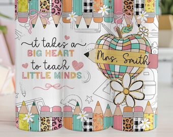 Teacher Tumbler Wrap, Pencil Name Frame 20oz PNG Design, Teacher Appreciation Sublimation.