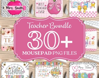 Teacher PNG Bundle, Mouse Pad Sublimation, Teacher Appreciation, Custom Name Mousepad Design, Pencil Split Name Frame, Apple Printable PNG.