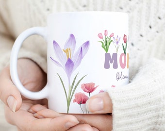 Floral Mommy Mug PNG, Custom Kids Names, Mother's Day Gift (Digital Download)
