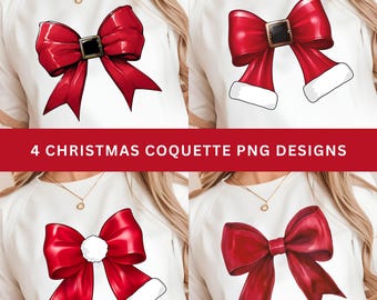 Paquete de imágenes PNG de lazo navideño coqueto, sublimación retro navideña (descarga digital)